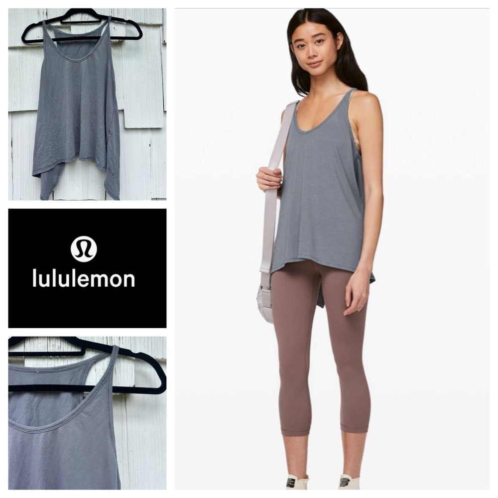 Lululemon Open Ends Tank Solar Grey Pima Cotton‎ Tie Back Yoga Top W1BO8S Womens
